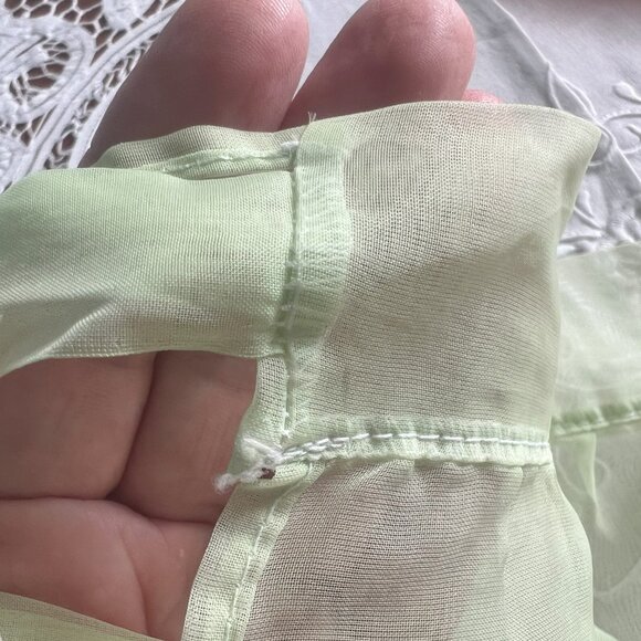 Vintage Green Chiffon Half Apron Pockets Chicken Rooster Farm Scene Retro Kitche - Picture 8 of 9